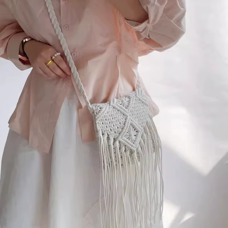Bohemian Woven Hollow Out Beach Tassel Messenger Bags