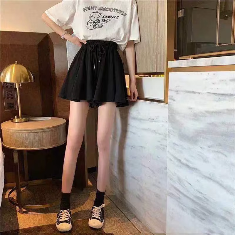 Casual A-Line Elastic High Waist Wide Leg Loose Shorts Skirts - Image 4