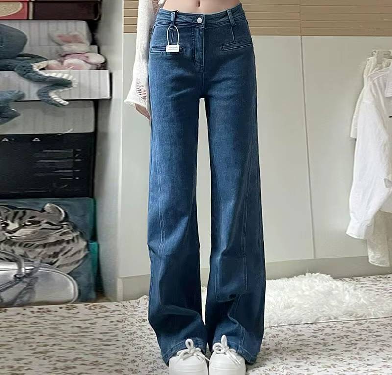Casual Big Bow Ruffles Design High Waist Flare Slim Fit Denim Jeans - Image 5