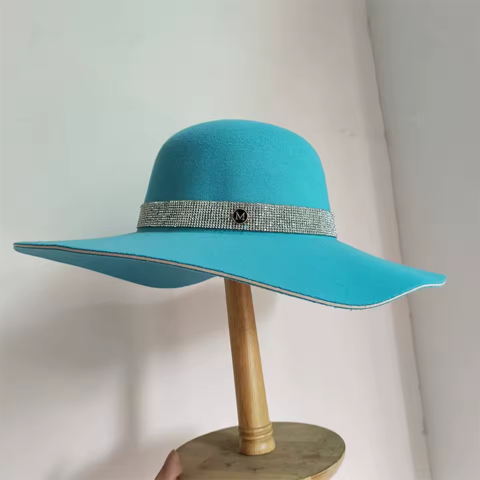 Casual Big Brim Colorful Felt Fedora Bucket Church Wedding Hat - Image 11