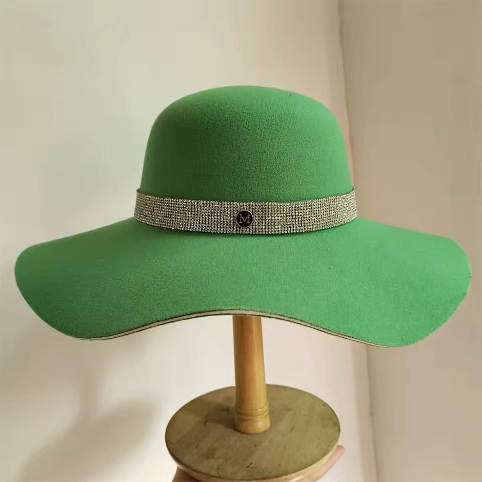 Casual Big Brim Colorful Felt Fedora Bucket Church Wedding Hat - Image 14