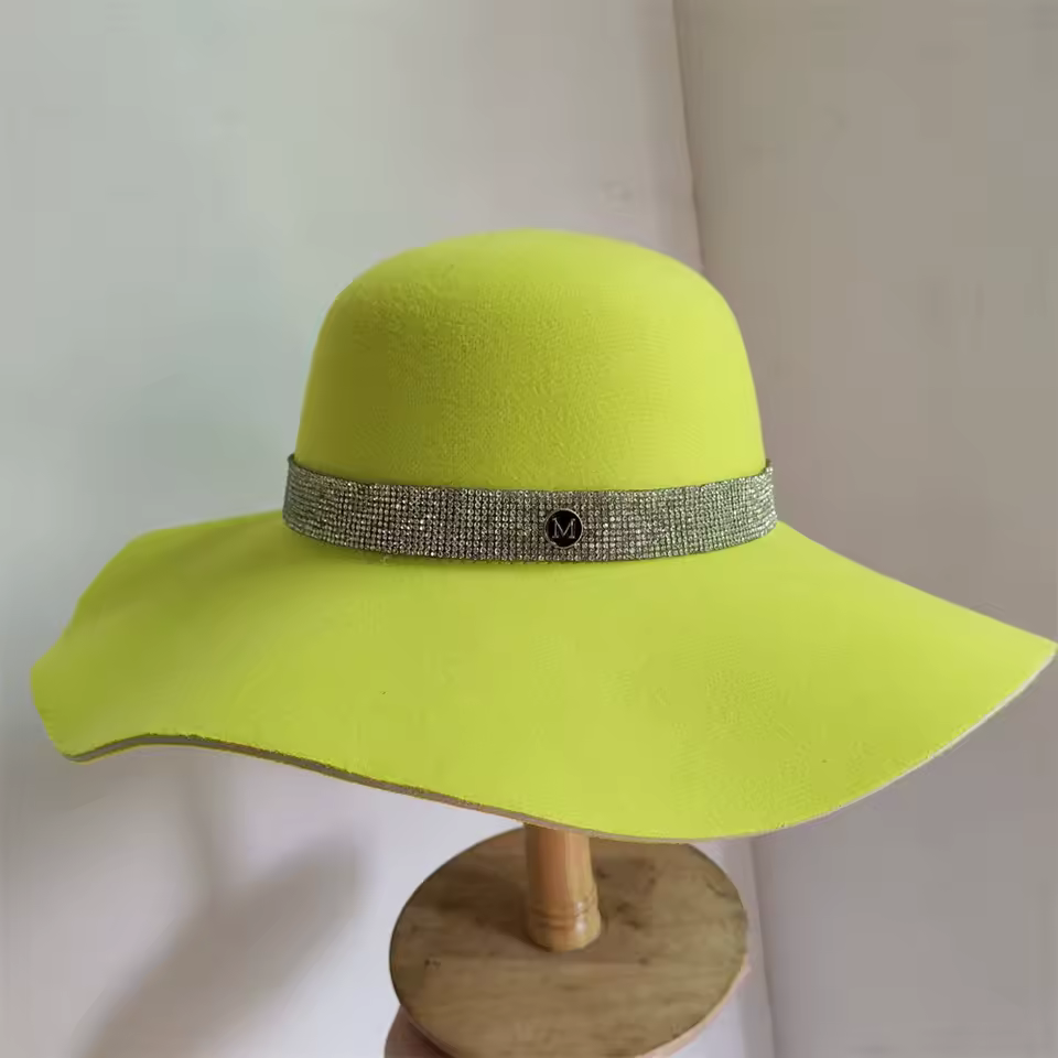 Casual Big Brim Colorful Felt Fedora Bucket Church Wedding Hat - Image 15