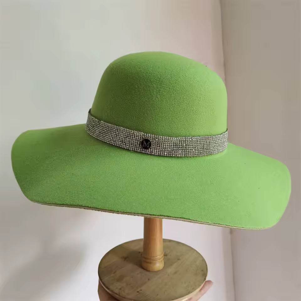 Casual Big Brim Colorful Felt Fedora Bucket Church Wedding Hat - Image 18