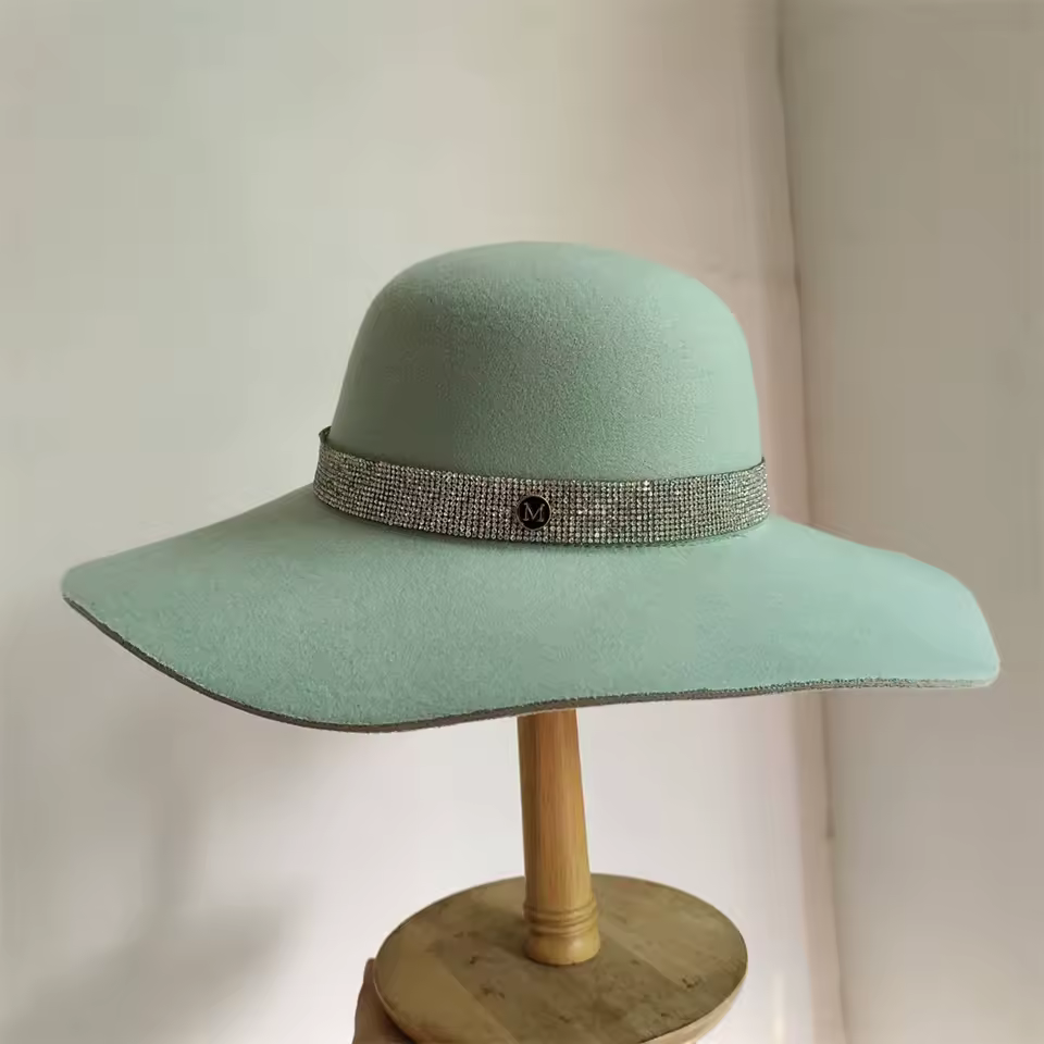 Casual Big Brim Colorful Felt Fedora Bucket Church Wedding Hat - Image 5