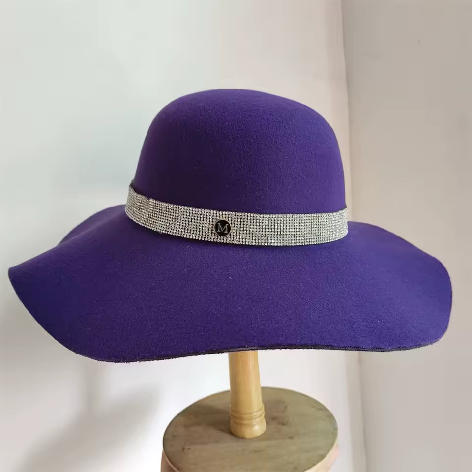 Casual Big Brim Colorful Felt Fedora Bucket Church Wedding Hat - Image 8