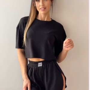 Casual Comfortable Short Sleeve Top And Pajamas Two Piece Set
