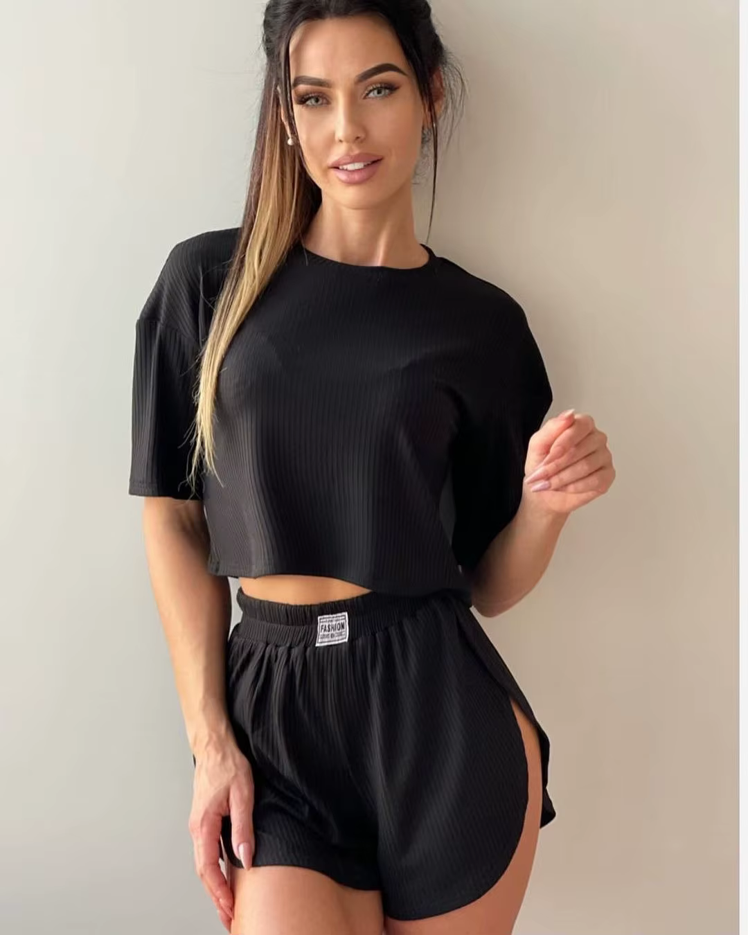 Casual Comfortable Short Sleeve Top And Pajamas Two Piece Set
