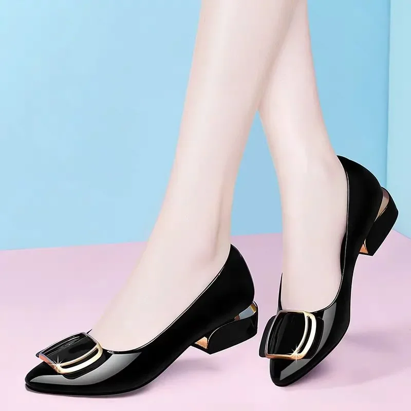 Casual Fashion Slip On Geometric Pointed Toe Square Heel