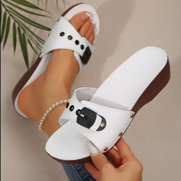 Casual Geometric Open Slip-On Wedges Sandals - Image 14