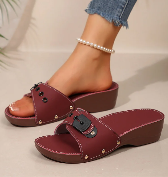 Casual Geometric Open Slip-On Wedges Sandals - Image 19