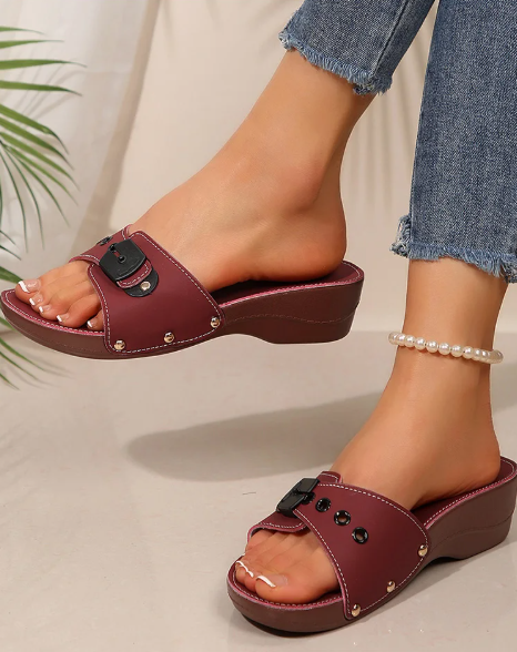 Casual Geometric Open Slip-On Wedges Sandals - Image 20