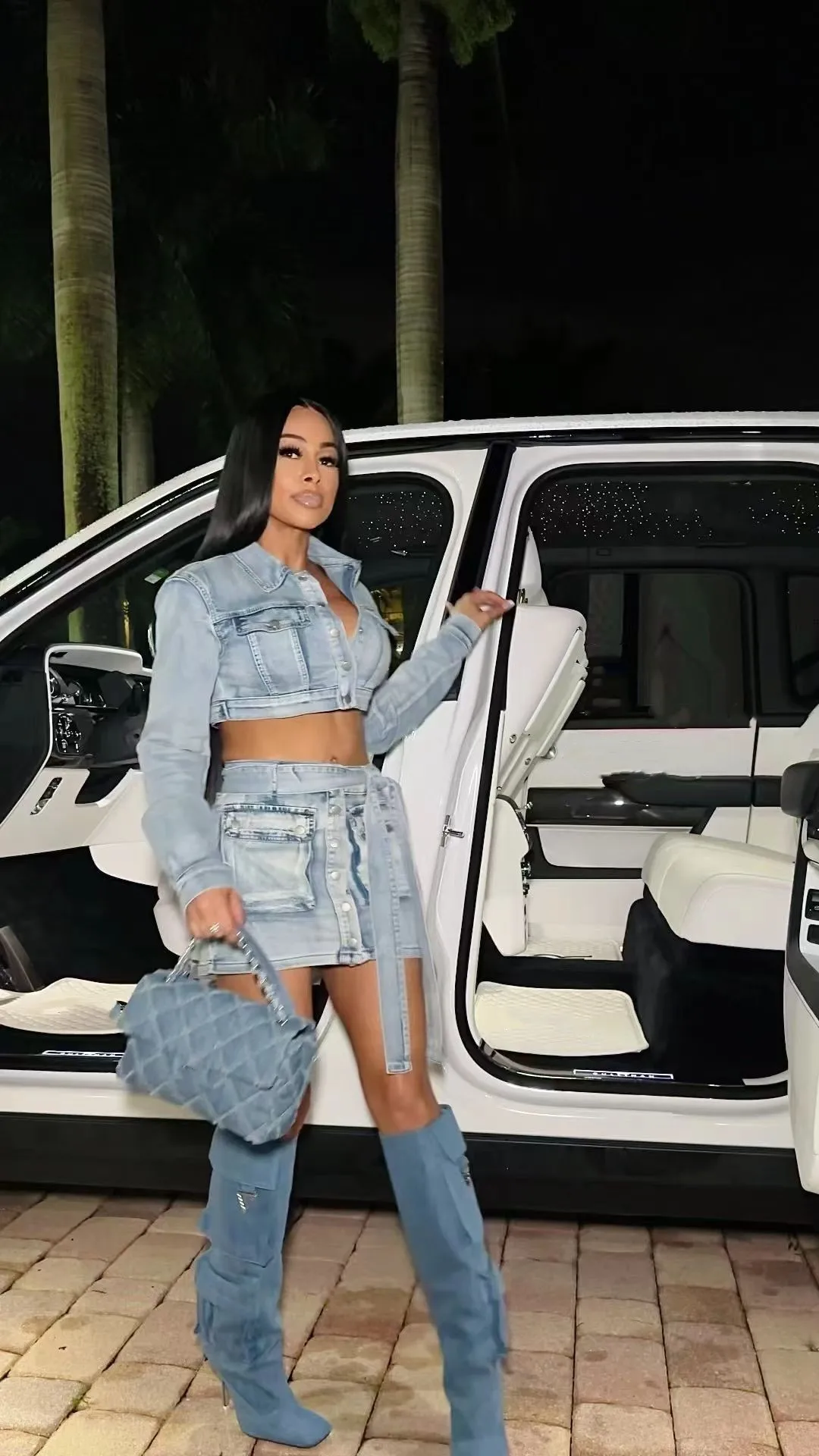 Casual Hipster Lapel Long Sleeve Button-Up Jacket and Belt Mini Skirt Two Piece Set - Image 2