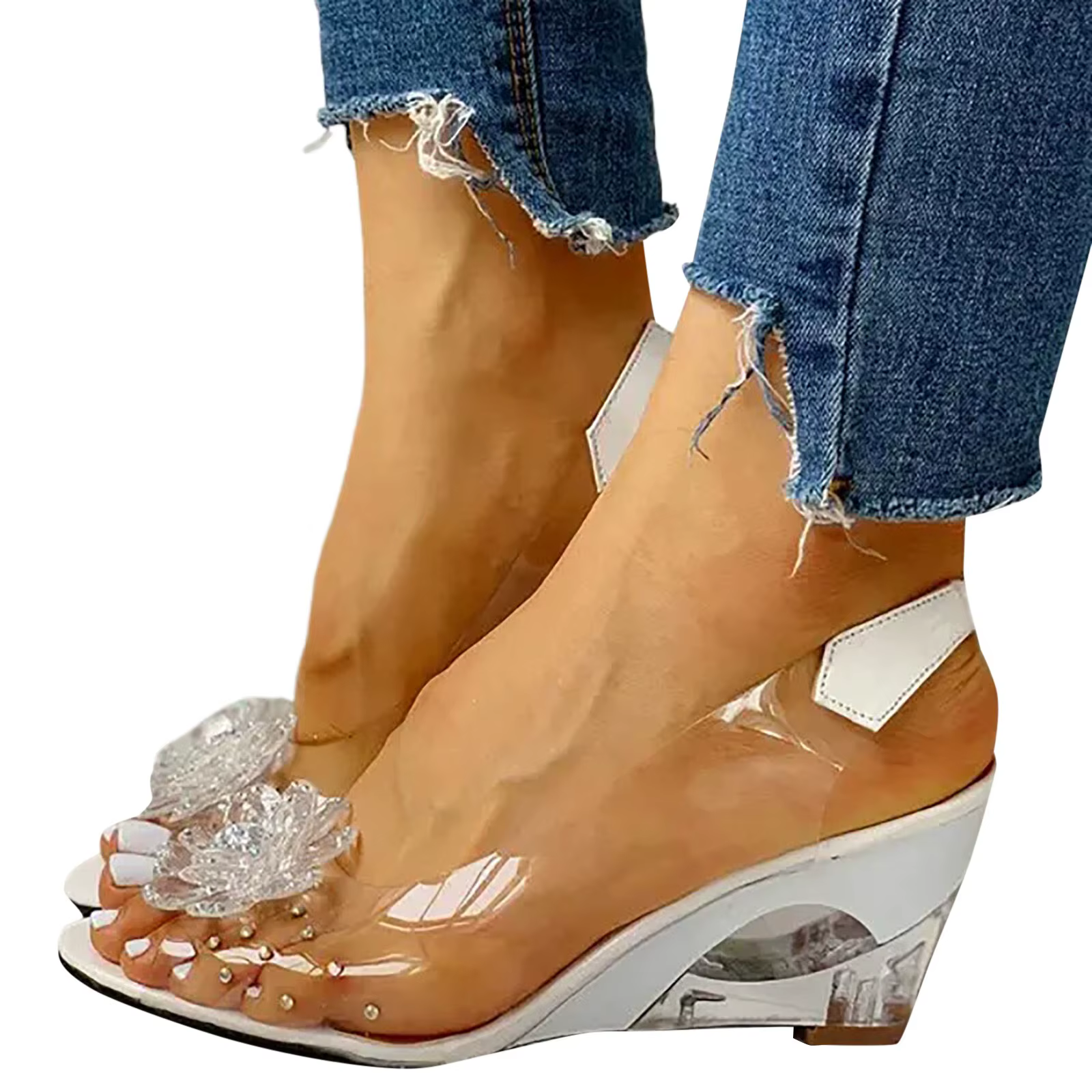 Casual Lace Up Pointed toe Animal Prints Elastic Band Wedges High Heel