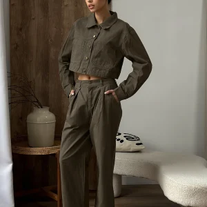 Casual Long Sleeve Sleepwear Turn-Down Collar Shirt And Pajamas 2 Piece Suit