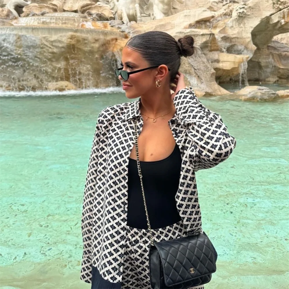 Casual Loose And Versatile Flower Printed Shirt Wide Leg Pants 2 Piece Set - Image 3