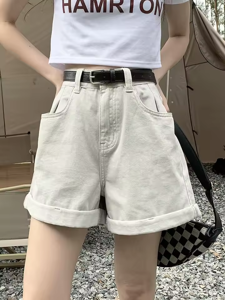 Casual Loose Vintage Jeans High Waisted Wide Leg Shorts Streetwear - Image 7