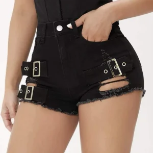 Casual Low Waist Hole Skinny High Stretch Shorts Beachwear