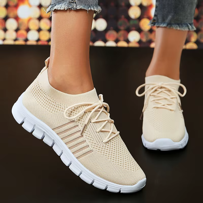 Casual Non Slip Knitted Soft Sole Round Toe Slip On Flats Sneakers - Image 14