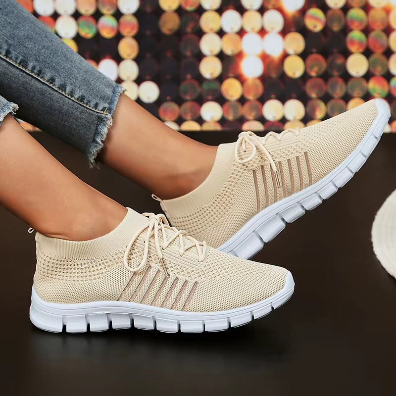 Casual Non Slip Knitted Soft Sole Round Toe Slip On Flats Sneakers - Image 16