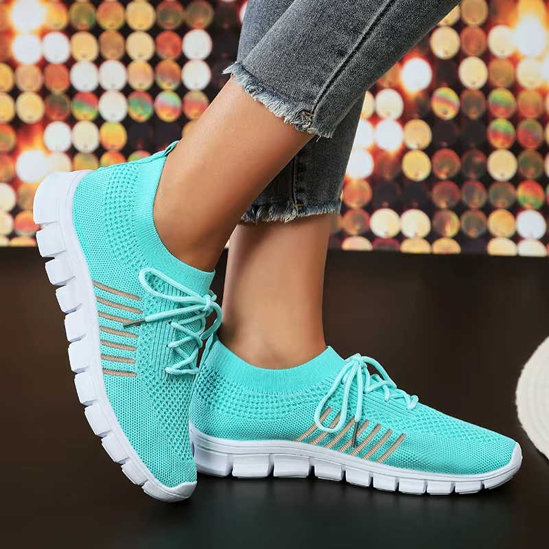 Casual Non Slip Knitted Soft Sole Round Toe Slip On Flats Sneakers - Image 18