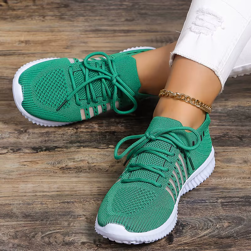 Casual Non Slip Knitted Soft Sole Round Toe Slip On Flats Sneakers - Image 2
