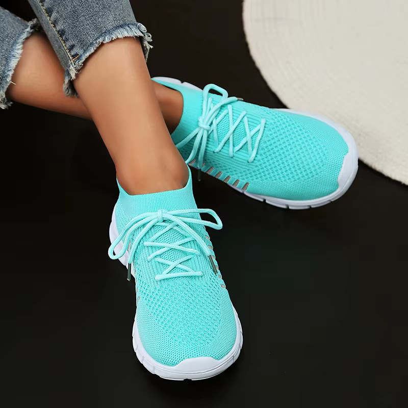 Casual Non Slip Knitted Soft Sole Round Toe Slip On Flats Sneakers - Image 19