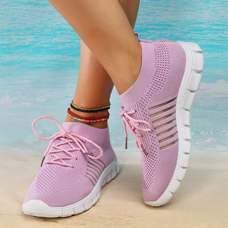 Casual Non Slip Knitted Soft Sole Round Toe Slip On Flats Sneakers - Image 21