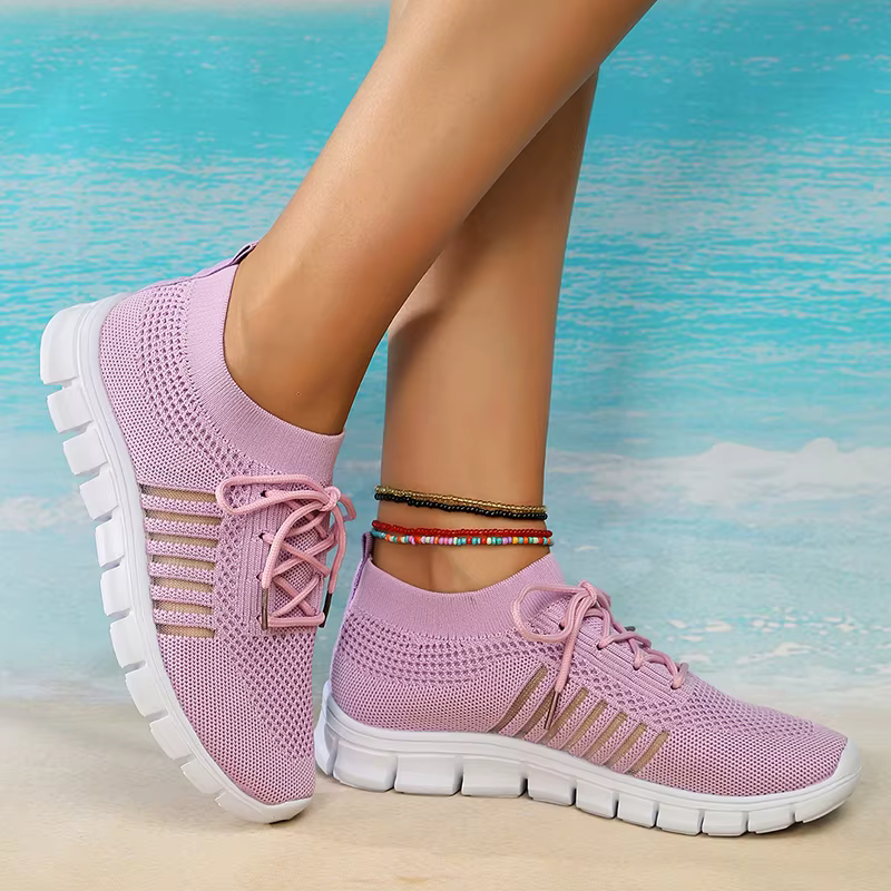 Casual Non Slip Knitted Soft Sole Round Toe Slip On Flats Sneakers - Image 22