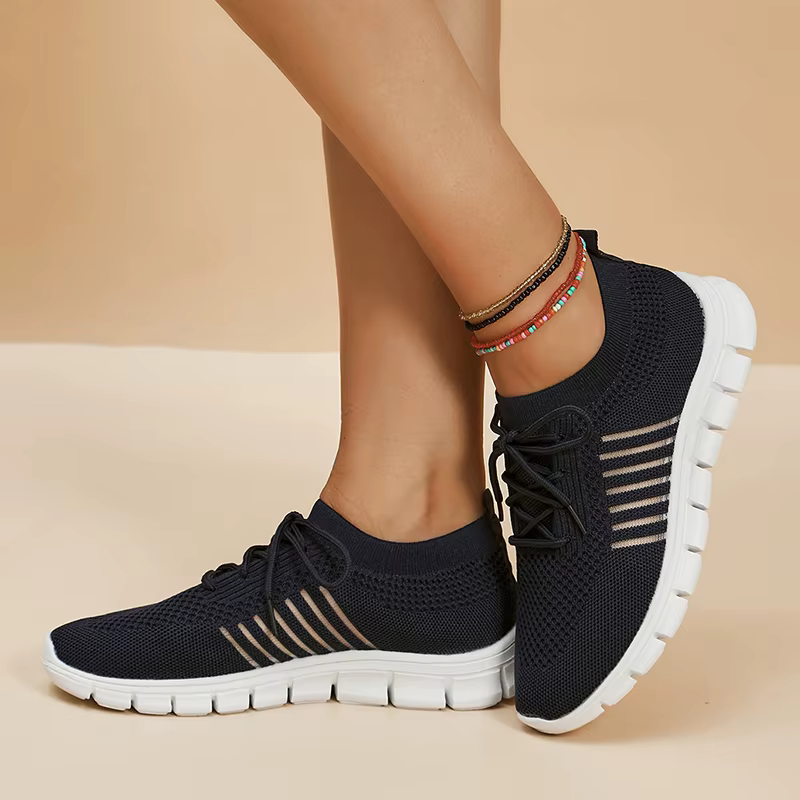 Casual Non Slip Knitted Soft Sole Round Toe Slip On Flats Sneakers - Image 23
