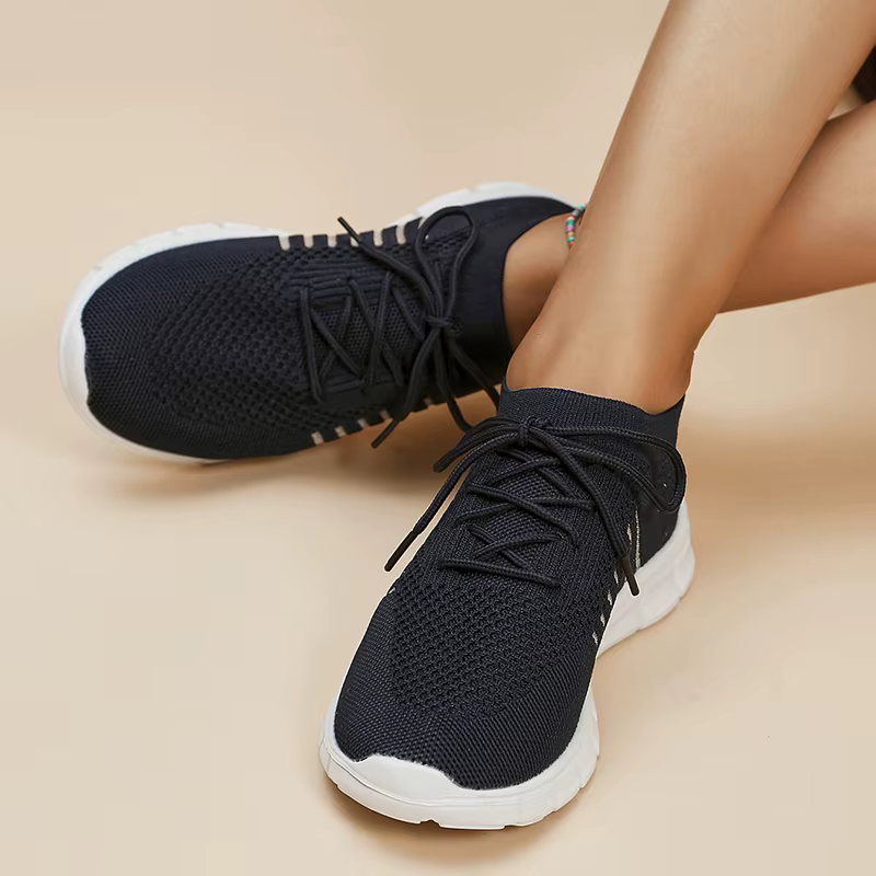 Casual Non Slip Knitted Soft Sole Round Toe Slip On Flats Sneakers - Image 25