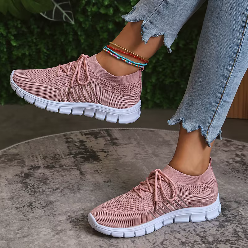 Casual Non Slip Knitted Soft Sole Round Toe Slip On Flats Sneakers - Image 26