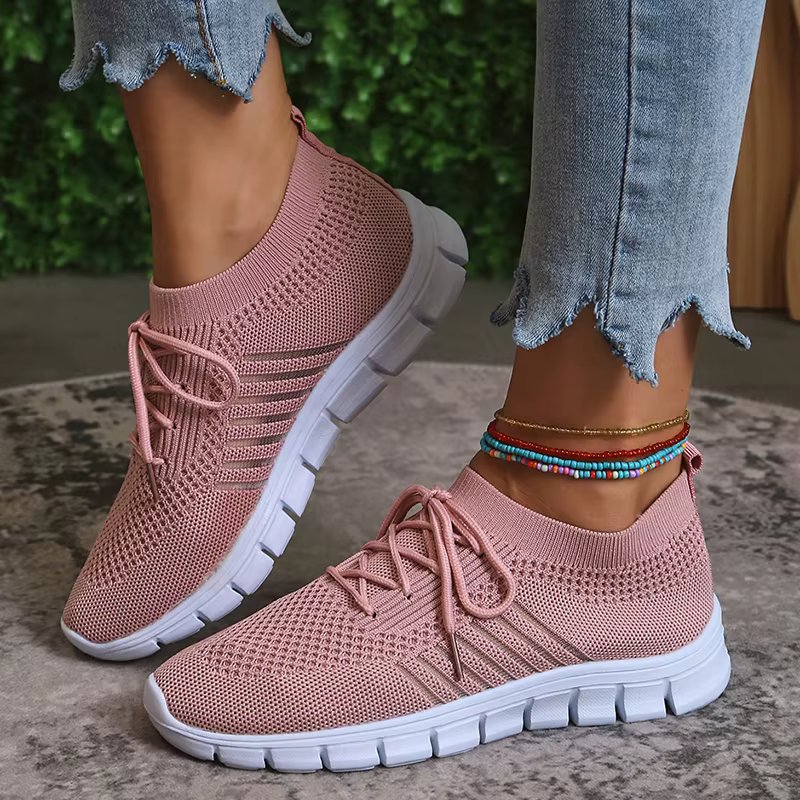 Casual Non Slip Knitted Soft Sole Round Toe Slip On Flats Sneakers - Image 28