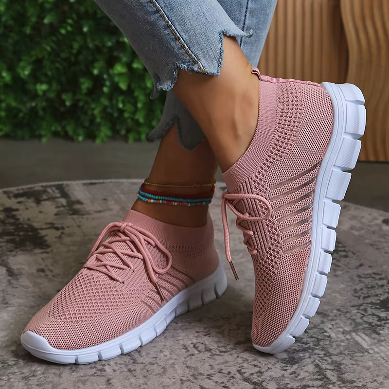 Casual Non Slip Knitted Soft Sole Round Toe Slip On Flats Sneakers - Image 27