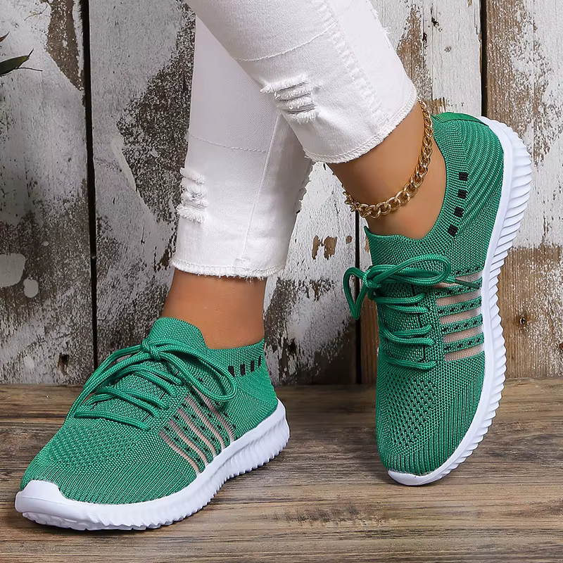 Casual Non Slip Knitted Soft Sole Round Toe Slip On Flats Sneakers - Image 4