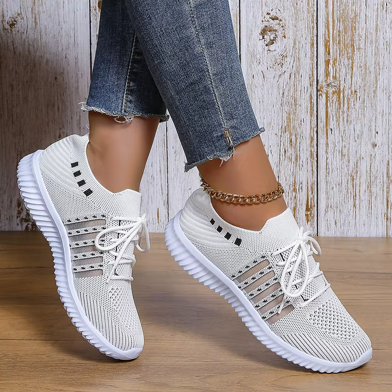 Casual Non Slip Knitted Soft Sole Round Toe Slip On Flats Sneakers - Image 6