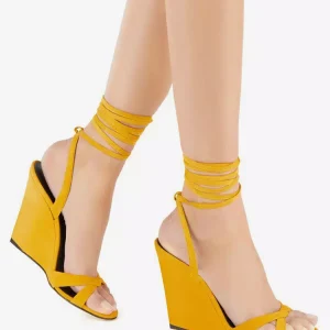 Casual Open Toe Lace Up Polyurethane Suede Wedge Sandals
