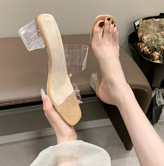 Casual Open Toe Transparent SLIP-ON Perspex PVC Jelly Slippers - Image 2