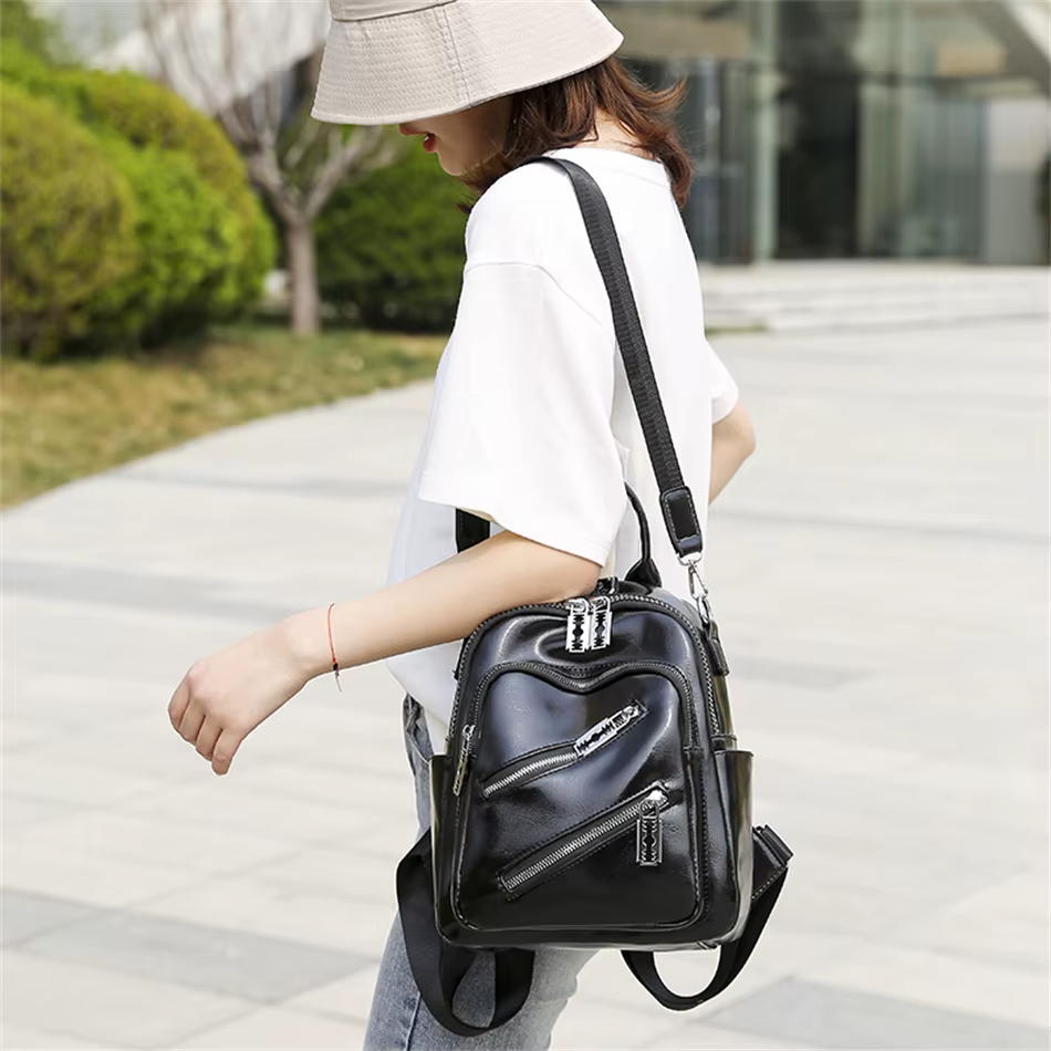 Casual PU Leather Travel Rucksack Shoulder High Quality School Backpack