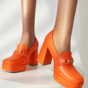 Casual Platform Metal Details Chunky Heel Pumps Loafers