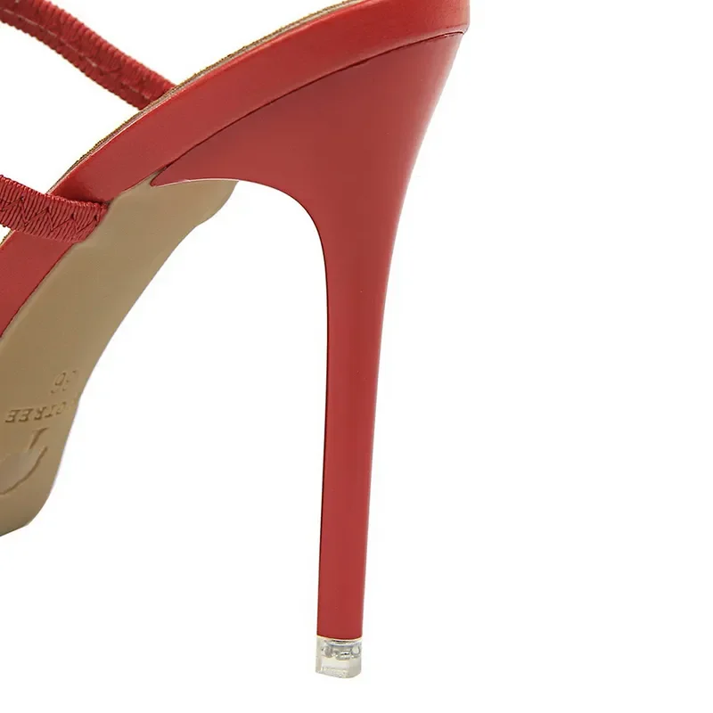 Casual Pointed Toe Shallow Slides Slip on High Heels - Image 32