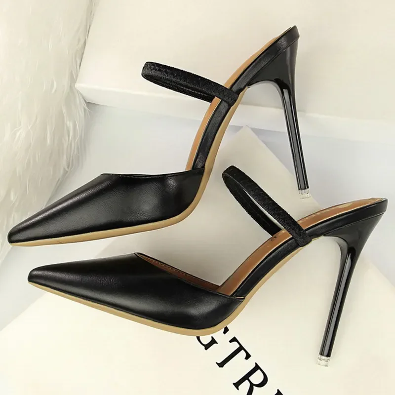 Casual Pointed Toe Shallow Slides Slip on High Heels - Image 24