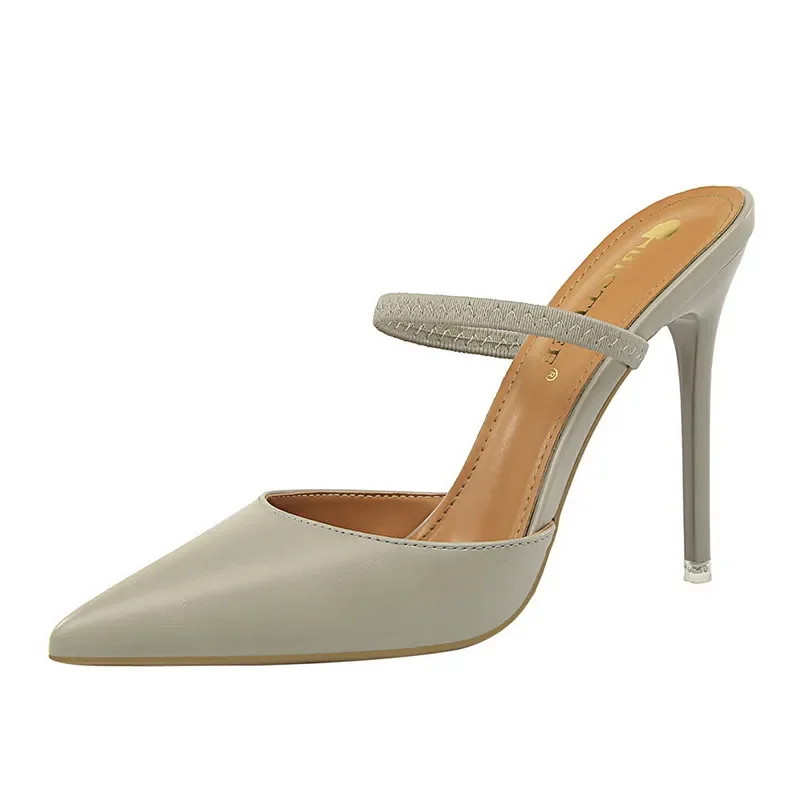 Casual Pointed Toe Shallow Slides Slip on High Heels - Image 28