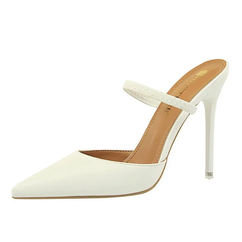 Casual Pointed Toe Shallow Slides Slip on High Heels - Image 30