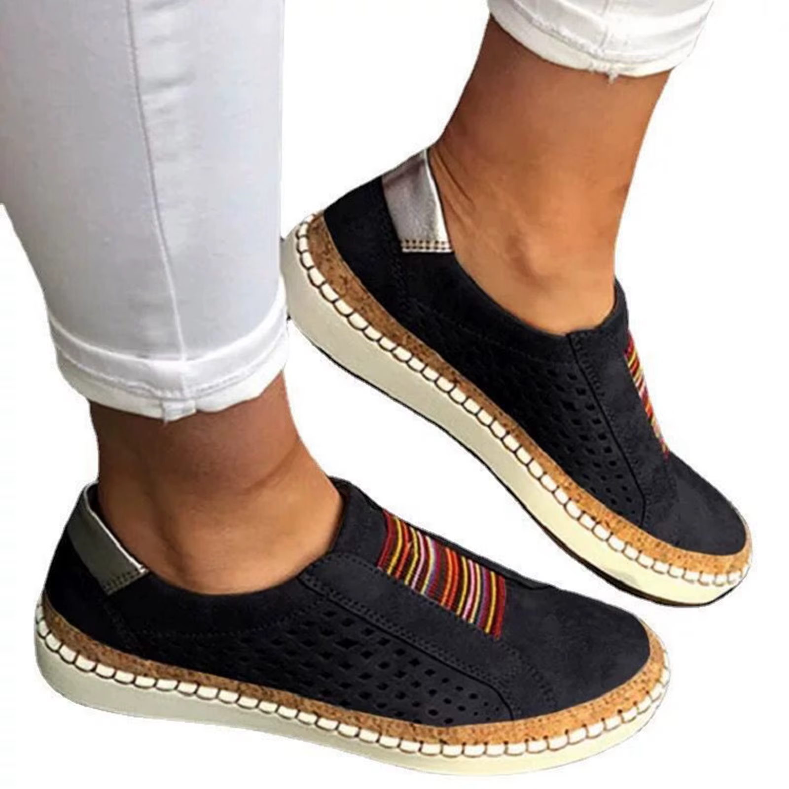 Casual Polyester Solid Color Hollow Out Breathable Mesh Shoes