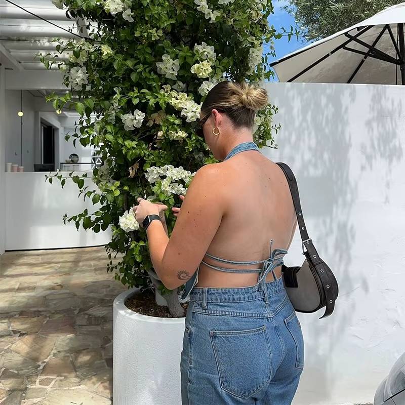 Casual Pullover Empire Hollow Out Halter Sleeveless Mini Dress - Image 9