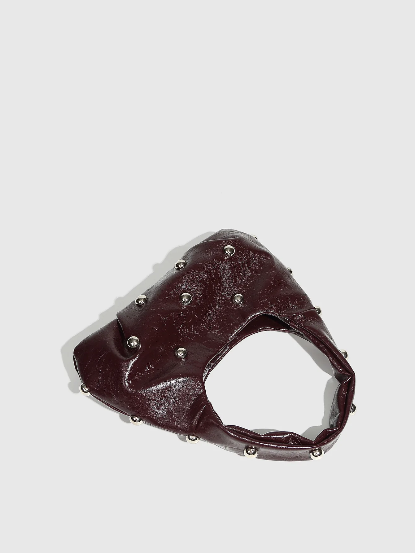 Casual Rivet Soft PU Leather Designer Hobos Half Moon Underarm Bags - Image 11