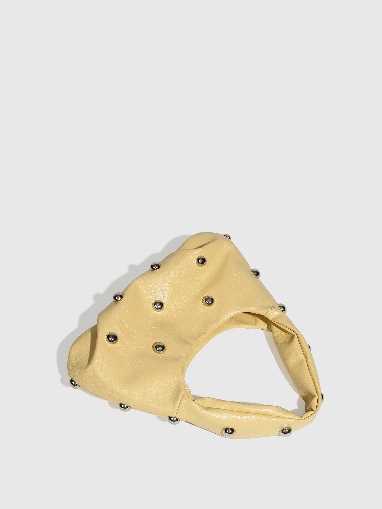 Casual Rivet Soft PU Leather Designer Hobos Half Moon Underarm Bags - Image 3