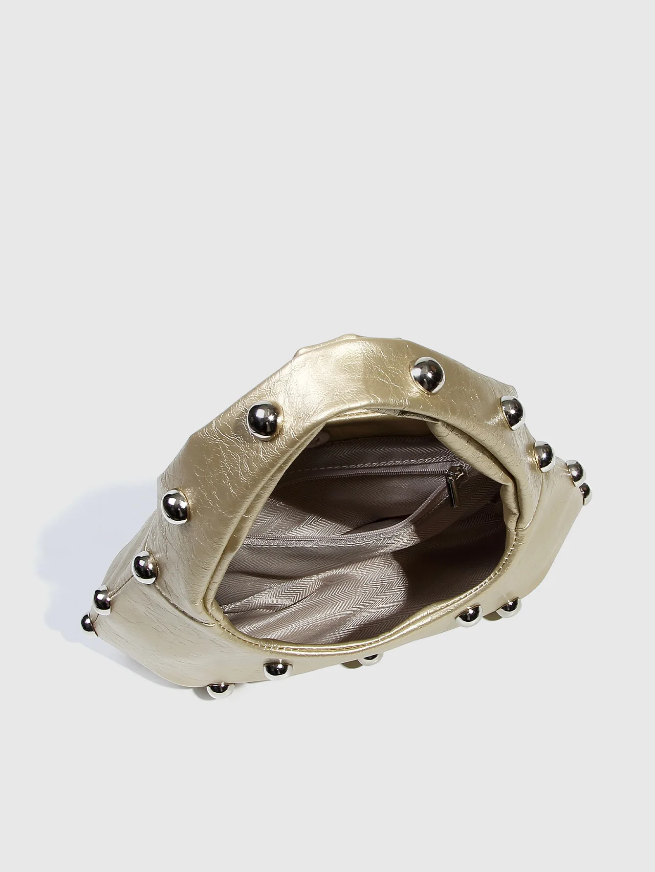 Casual Rivet Soft PU Leather Designer Hobos Half Moon Underarm Bags - Image 19