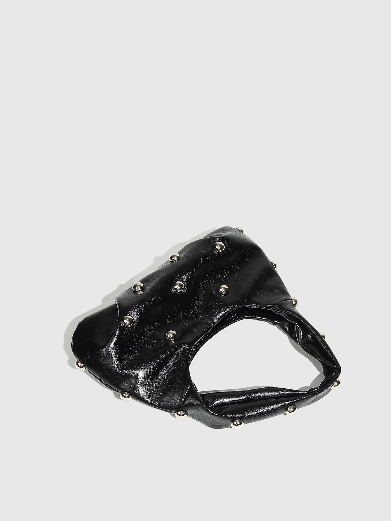 Casual Rivet Soft PU Leather Designer Hobos Half Moon Underarm Bags - Image 6