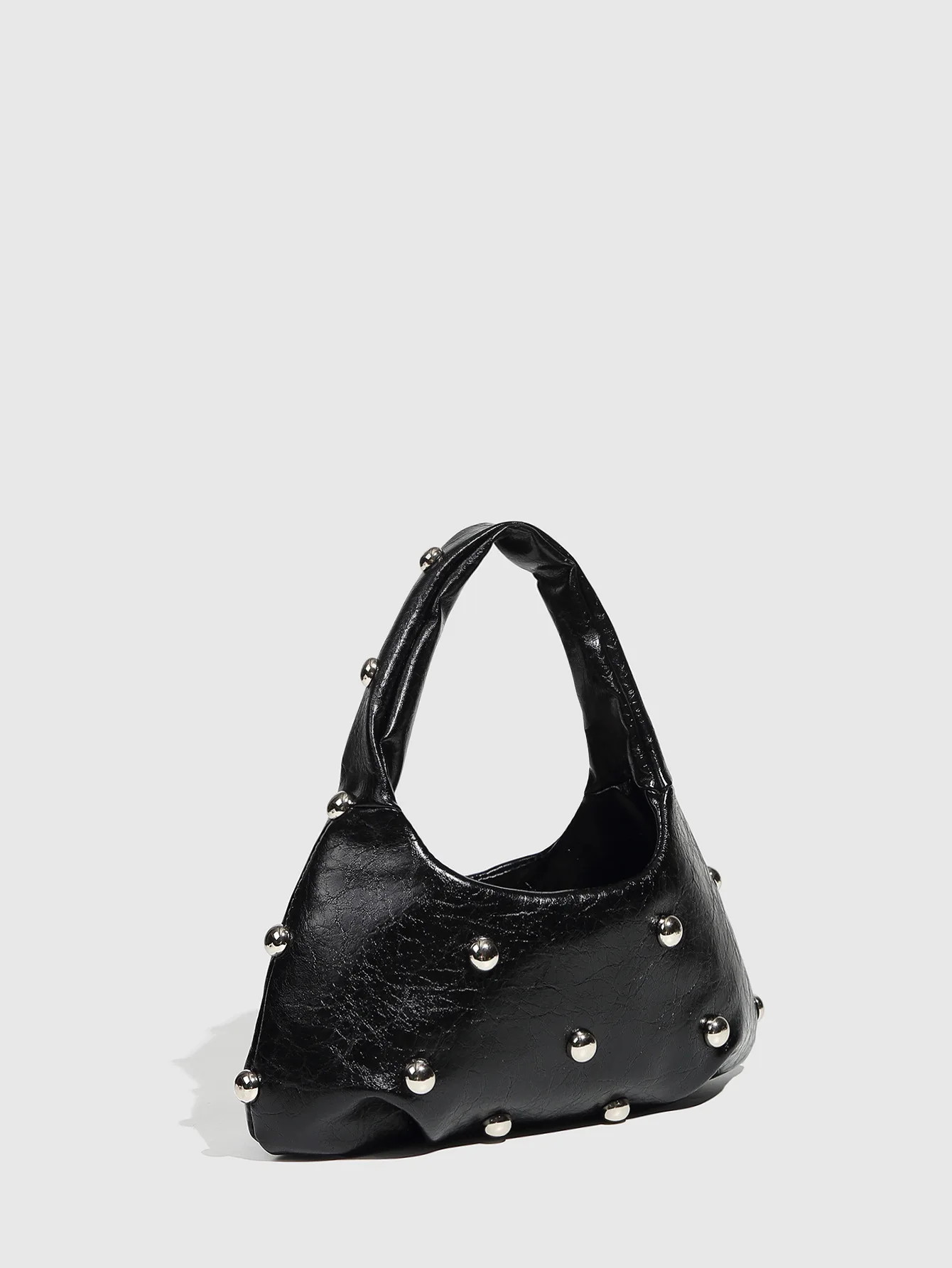 Casual Rivet Soft PU Leather Designer Hobos Half Moon Underarm Bags - Image 7